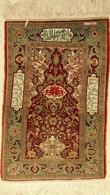 Feiner Seiden Hereke alt, Türkei, um 1950, Seide mit Metall, ca. 95 x 60 cm, EHZ: 2-3