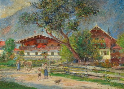 Paul Felgentreff, 1854 Potsdam-1933 München, Studium an den Akademien Leipzig und München, war Schüler von Seitz und Defregger, hier: Personen vor ...