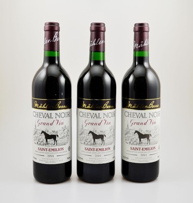 3 Flaschen 1994 Cheval Noir, Saint-Emilion, je ca. 75 cl, 12 % Vol., Füllstände: je ca. into neck, hervorragende Erhaltungszustände, unverkostet, ...