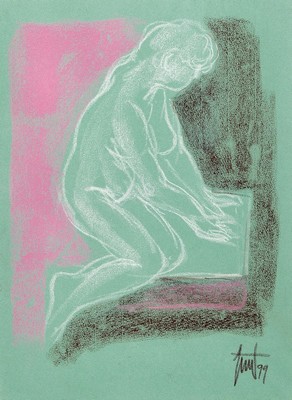Georg Günter Zeuner, 1923 Dresden-2011 Speyer, Akt, Pastell auf grünem papier, rechts unten signiert und dat. 99, ca. 39x29cm, PP, u.Gl., R. ca. ...