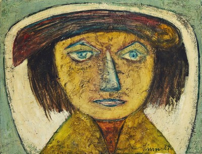 Frode Neilsen Dann, 1892-1984 Jelstrup-Havbro Dänemark, Studium an der Akademie Kopenhagen, ab 1926 in Südkalifornien tätig, hier: Kopf, Öl/Holz, ...