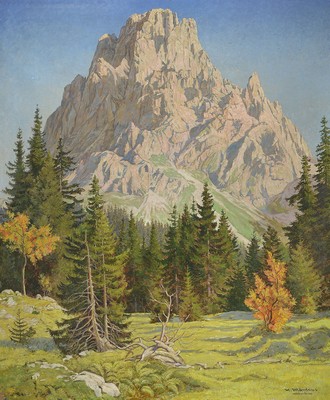 Max Märtens, 1887 Braunschweig-1970 Gstadt am Chiemsee, Blick auf den Langkofel, Öl/Lwd, rechts unten signiert, ca. 90x75cm, R. ca. 108x81cm
