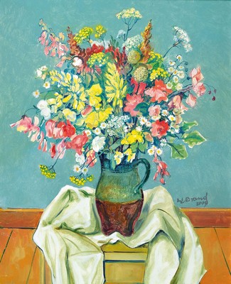 Werner Brand, geb. 1933 Löbau, lebt und arbeitet in der Pfalz, Blumenstillleben, Öl/Lwd, rechts unten signiert und dat. 2019, ca. 50x40cm/51x41cm, ...