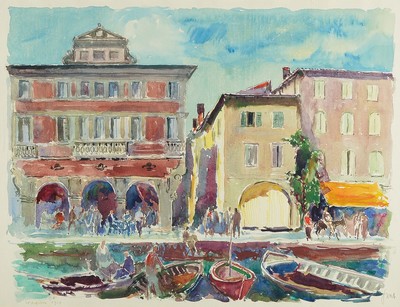 Karl Graf, 1902 Speyer-1986, Ansicht von Venedig, Aquarell auf Papier, signiert, betitelt Venezia 1968, ca. 48 x 62 cm, Rahmen: 76 x 92.5 cm
