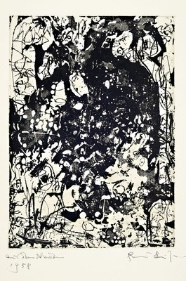 Asger Jorn, 1914-1973, Radierung, handsigniert und dat. 1958, Titel unleserlich, ca. 51 x 39 cm an den Rändern min. besch. bzw. l. fleckig