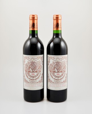 2 Flaschen 1993 Pichon-Longueville Baron de Pichon Longueville, Pauillac, Grand Cru Classe, je ca. 75 cl, 13 % Vol., Füllstände: je ca. into neck, ...