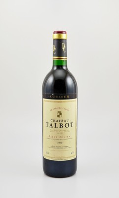 1 Flasche 1990 Chateau Talbot, Saint-Julien, Grand Cru Classe, ca. 75 cl, 12,5 % Vol., Füllstand: ca. into neck, guter Erhaltungszustand, ...