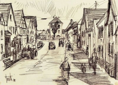 Günther Zeuner, 1923 Dresden - 2011 Speyer, Aquarell, Kühe auf der Weide, signiert, ca. 34 x 45.5 cm, b. zwei Ansichten von Böhl Iggelheim, ...