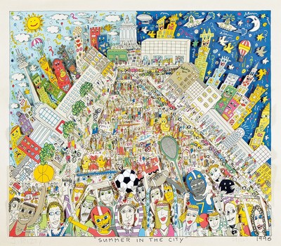 James Rizzi, 1950-2011 New York, Summer in the City, dreidimensionale Farblithographie von 1996, handsigniert und num. 29/225, ca. 34x39cm, PP, ...