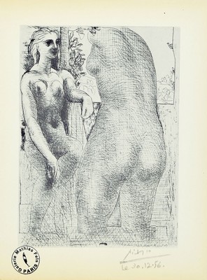 Pablo Picasso, 1881-1973, Marie-Therese regardant son corps sculpte, Offsetdruck, Reedition für die Galerie Mathias Fels Paris, gestempelt, ...