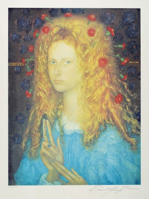 Ernst Fuchs, 1930-2015, Christina, Farblithographie, handsigniert, num. 268/390, ca. 50x37cm, u.Gl., R. ca. 73x55cm