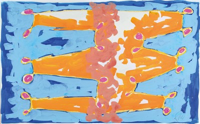 Markus Lüpertz, geb. 1941, Gouache auf Karton, handsigniert, aus dem Jahre 1992, Blattmaß ca. 61 x 91 cm, unter Glas, Rahmen 84 x 113 cm