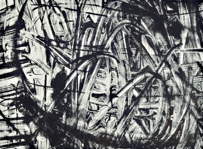 Günther Förg 1952 Füssen - 2013 Freiburg, Holzschnitt, rückseitig von Rahmung verdeckt monogrammiert und dat. 97, abstr. Komposition, ca. 47.5 x ...