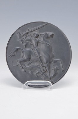 Arno Breker, 1900 Elberfeld-1991 Düsseldorf, Der heilige Georg, Eisengussrelief der Firma Buderus, D.ca. 14 cm