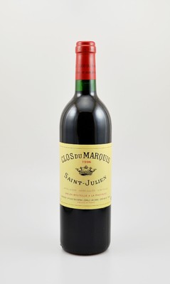1 Flasche 1996 Clos du Marquis, Saint-Julien, 2. Wein von Chateau Leoville-Las Cases, ca. 75 cl, 12,5 % Vol., Füllstand: ca. into neck, guter ...