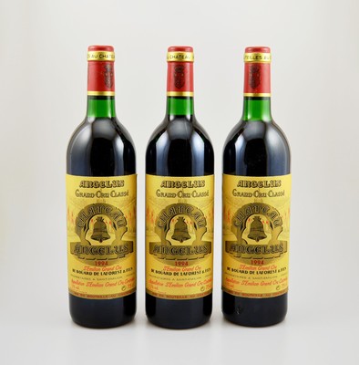 3 Flaschen 1994 Chateau Angelus, Saint-Emilion Grand Cru, je ca. 75 cl, 13 % Vol., Füllstände: je top shoulder, hervorragende Erhaltungszustände, ...