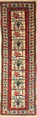 Azeri (Akstafa Design), Azerbaijan, ca. 40 Jahre, Wolle auf Wolle, ca. 244 x 76 cm, EHZ: 2-3
