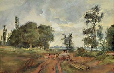 Friedrich Jossé, 1897 Wolfstein-1994 Speyer, Holzarbeiter, Aquarell auf Papier, links unten signiert, ca. 30x45cm, PP. u.Gl., R. ca. 51x67cm
