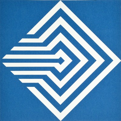 Uwe Poth, geb. 1946 Kiel, lebt und arbeitet in Nijmegen/NL, 2 Scherenschnitt-collagen in dünnem blauem Papier auf weißem Karton, je ca. 30x30cm