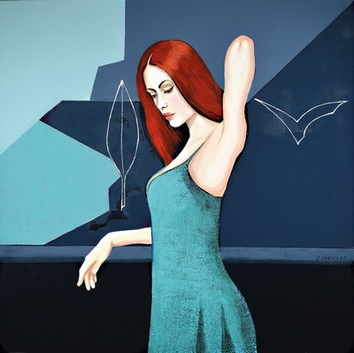 Silvia Sartelet, geb. 1947 Berlin, Frauendarstellung, Acryl/Lwd, sign., ca. 100x100 cm