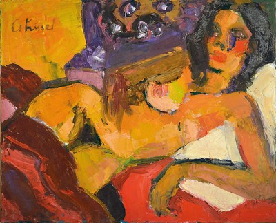 Gernot Kissel, 1939-2008 Worms, liegender weiblicher Akt, Öl/Lwd, links oben signiert, ca. 80x100cm, R. ca. 85x105cm