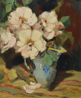 Hanns Fay, 1888 Frankenthal-1957 Neustadt, Stillleben mit Magnolien, Öl/Holz, rechts unten signiert, ca. 57x47cm, unter Glas, R. ca. 80x68cm