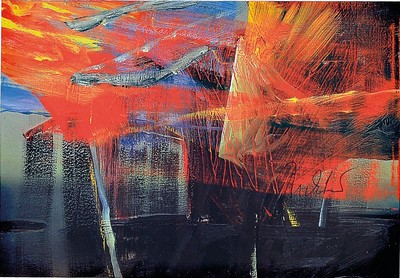 Gerhard Richter, geb. 1932, Farboffset, Postkartenmultiple, handsigniert, ca. 10x15cm, PP, u.Gl., R. ca. 35x45cm