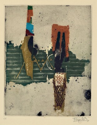 Johnny Friedländer, 1912-1992, Farbradierung, handsigniert, ca. 22x18cm, PP, u.Gl. R. ca. 63x44cm