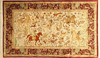 Ghom Seide fein Signiert, Persien, ca. 20 Jahre, reine Naturseide, ca. 160 x 98 cm, ca. 1,0 Mio. Kn/qm, EHZ: 2