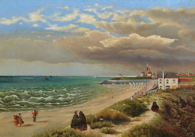 F. Kölitz, dat. 1870, zwei Gemälde, Ostende August 1862 und Scheveningen August 1864, beide in rot signiert und dat. 1870 und 1875, Öl/Lwd, ca. ...