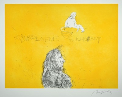 Alfred Hrdlicka, 1928-2009 Wien, Wunderkind Mozart, Radierung von 2004, handsigniert, num. 41/100, ca. 59x79cm, u.Gl., R. ca. 77x102cm