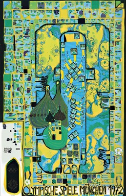 Friedensreich Hundertwasser, 1928-2000, Plakat zu den Olympischen Spielen München 1972, Farboffset, ca. 100x78cm, u.Gl., R. ca. 104x71cm