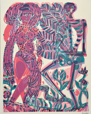 HAP Grieshaber, 1909-1981, 12 Grafiken aus der Folge Totentanz von Basel: Der Kardinal, Der Narr, Der Schultheiß, Der Jude, Der Krüppel, Der ...