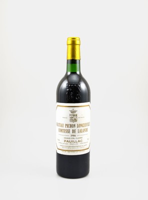 1 Flasche 1986 Chateau Pichon Longueville Comtesse de Lalande, Pauillac, Grand Cru Classe, ca. 75 cl, 12,5 % Vol., Füllstand: ca. into neck, ...