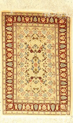 Seiden Hereke alt, Signiert, Türkei, ca. 50Jahre, reine Naturseide, ca. 68 x 45 cm, EHZ: 2