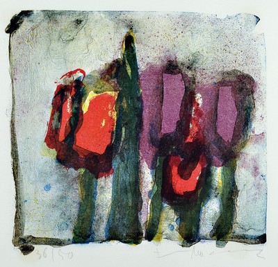 Klaus Fußmann, 1938 Velbert, Lithographie, Blumen, 36/50, handsigniert, 35.5 x 35 cm, unter Glas, Rahmen