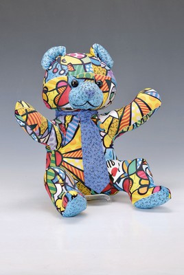Britto Romero, geb. 1963 Brasilien, Garden Teddy "Boy", limitierte Auflage, anlässlich einer Vernissage mit Silberstift auf Krawatte ...