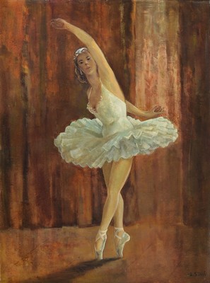 Ottmar Stawinoga, genannt Stawi, 1924 Beuthen-1980 Karlsruhe, Prima Ballerina, Öl/Lwd, rest., rechts unten signiert, ca. 100x75cm, R. ca. 114x89cm