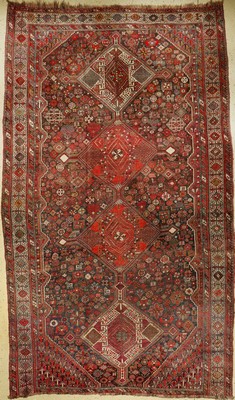 Khamseh antik, Persien, um 1890, Wolle auf Wolle, ca. 390 x 225 cm, EHZ: 4-5, verkürzt