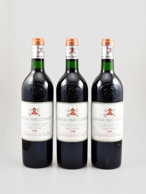 5 Flaschen 1996 Chateau Pape Clement, Pessac-Leognan, Grand Cru Classe de Graves, je ca. 75 cl, 13 % Vol., Füllstände: je into neck , gute ...