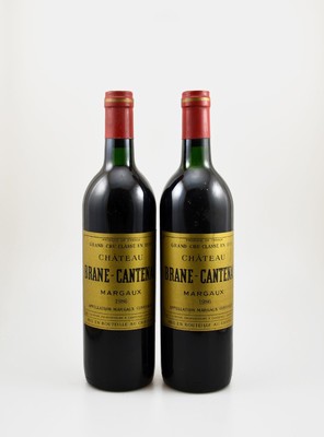 2 Flaschen 1986 Chateau Brane-Cantenac, Margaux, Grand Cru Classe, je ca. 75 cl, 12,5% Vol., Füllstände: je ca. top shoulder, Etiketten min. ...