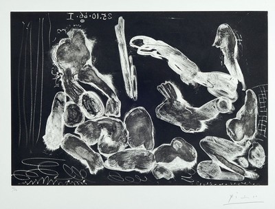 Pablo Picasso, Málaga 1881 - 1973 Mougins, Aquatinta- und Kaltnadelradierung auf BFK Rives Papier mit Wasserzeichen, Radierung aus der Suite 347, ...