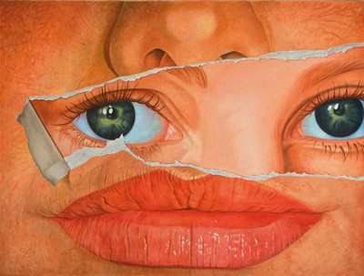 Fritz Köthe, 1916- Berlin 2005, Öl/Lwd, "grüne Augen", unten li. monogr. und dat. 1977, verso betitelt und nochmals handsigniert, auf ...