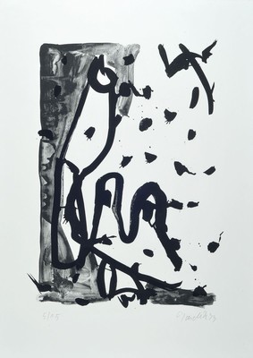 Georg Baselitz, geb. 1938, Lithographie in kleiner Auflage, auf dickem Velin, num. 5/15, aus 1993, Blattmaß 70 x 50 cm, unter Glas, Rahmen: 74 x 54 ...