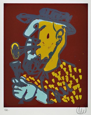 Markus Lüpertz, geb. 1941, Siebdruck, im Handabzug auf Bütten, handsigniert, num. e.a. aus einer Auflage von nur 40 Exemplaren, Blattgr. 75 x 64 ...