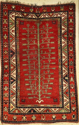 Baum Kasak antik, Südwestkaukasus, Ende 19.Jhd., Wolle auf Wolle, ca. 245 x 160 cm, (Alters und Gebrauchsspuren)