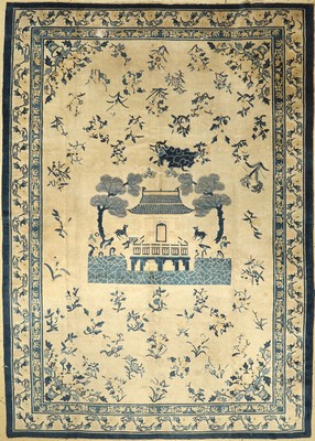 Peking antik, China, 19.Jhd., Wolle auf Baumwolle, EHZ: 4-5, Löcher, Fehlstellen ca. 386 x 277 cm, Selten