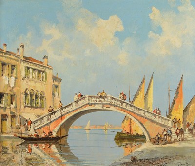 Roberto Iras Baldessari, 1894 Innsbruck-1965 Rom, Ansicht aus Venedig, Öl/Lwd, rechts unten signiert, ca. 50x60cm, R. ca. 59x69cm