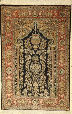 Seiden Ghom alt, Persien, ca. 50 Jahre, reine Naturseide, ca. 124 x 82 cm, EHZ: 2-3