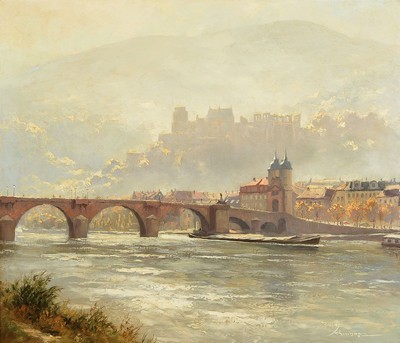 Rudo Schwarz, 1906 Deutsch Gabel/Böhmen-1983 Heppenheim, Blick auf Heidelberg und das Schloß, Öl/Lwd, rechts unten signiert, ca. 60x70cm, R. ca. ...